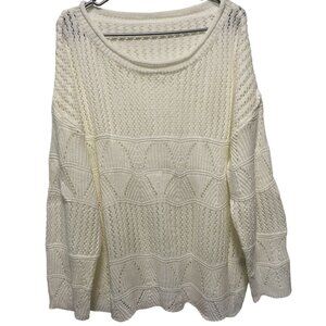 SHEIN Curve Women's Cream Light Weight Wide Neck Sweater Plus Size 2XL
